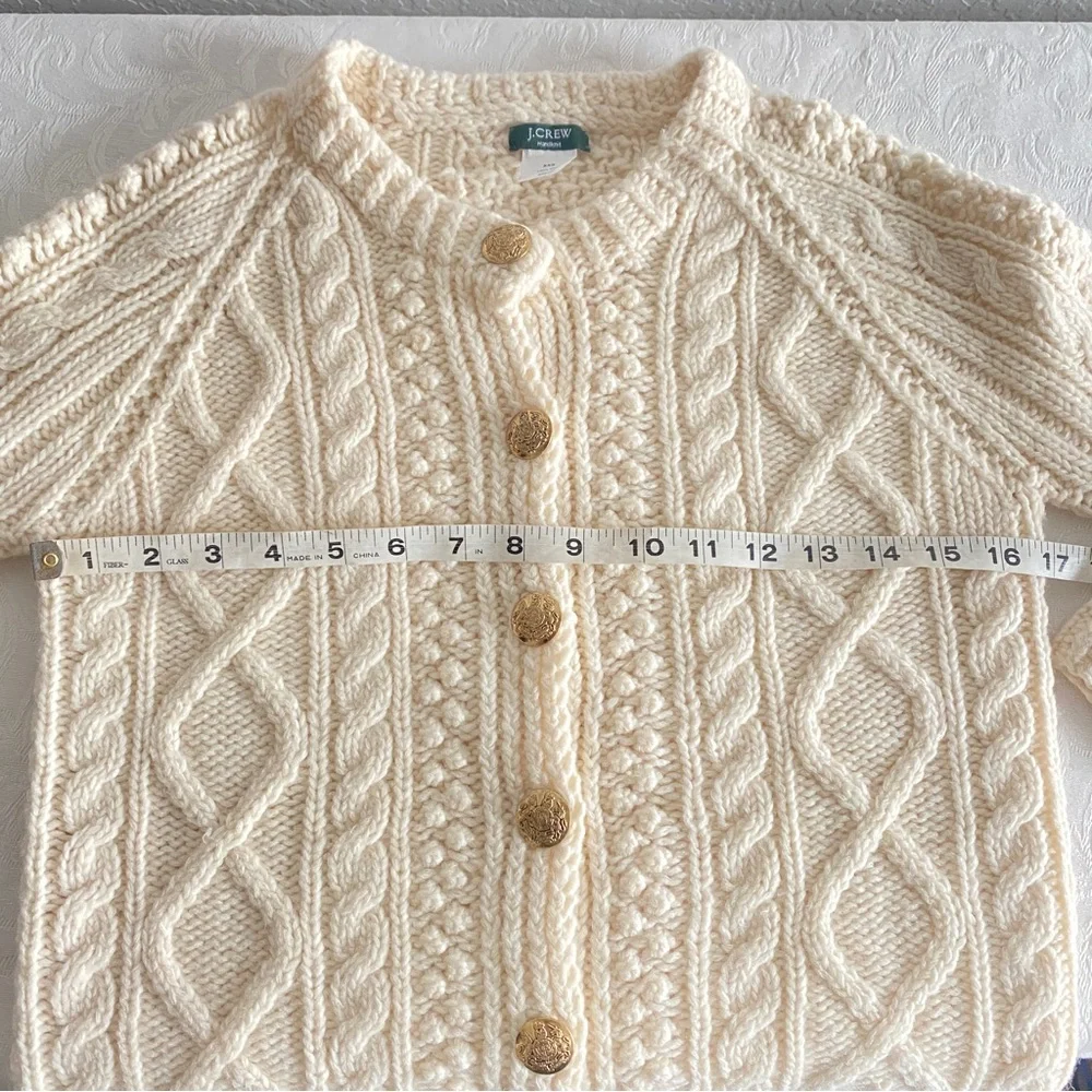 J.crew ivory hand knit button down Sweater